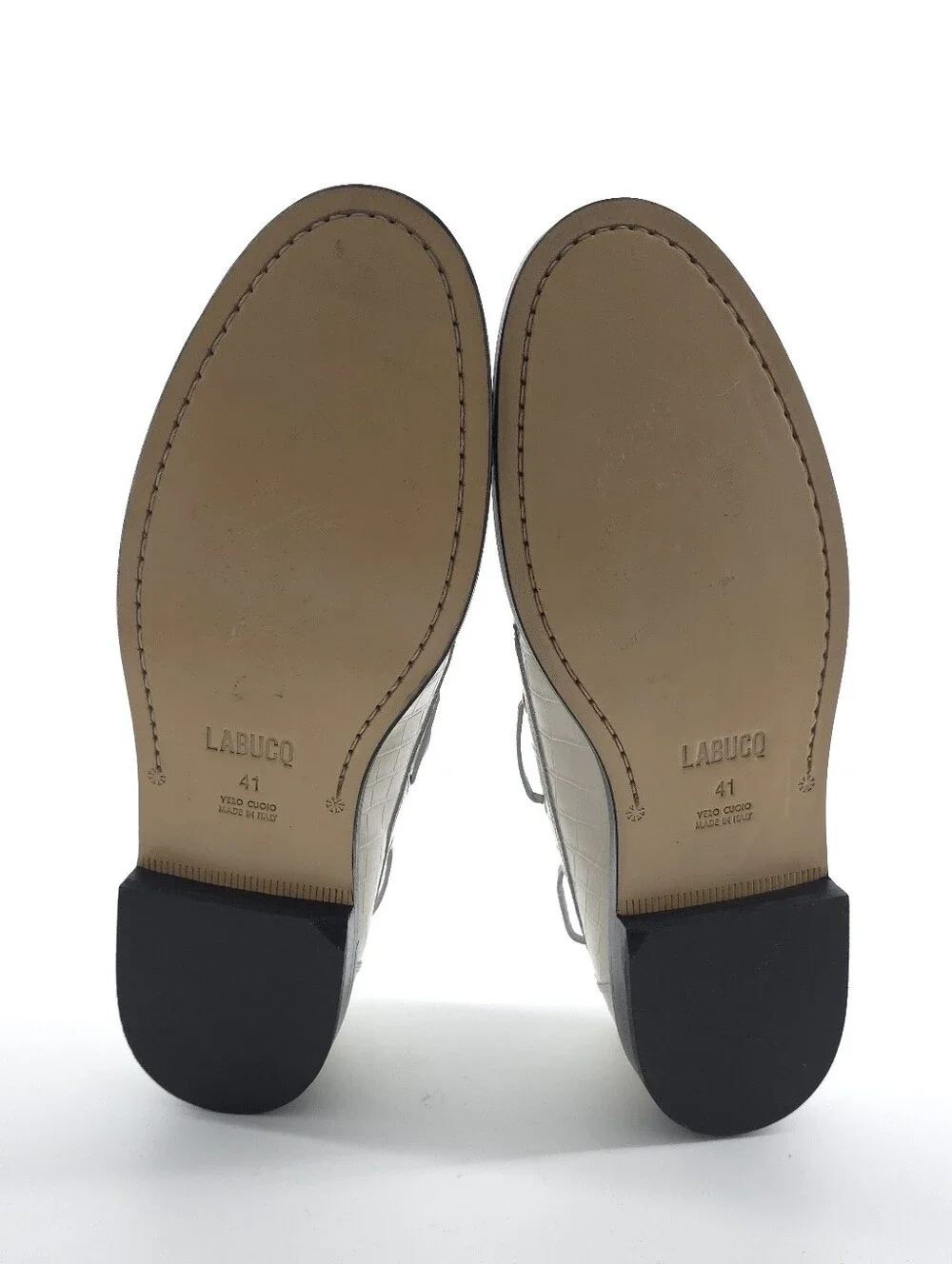 Labucq Nelson Boat Shoe Croc Embossed Ivory Crocco Size EU 41 US 10